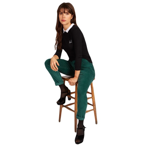 Louche London 🐱♥️ Retro Mod Contrast Collar Kitty Sweater - Picture 2 of 3